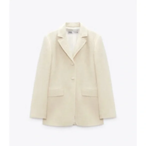 Jackets Coats New Zara Textured Pocket Blazer Oyster White